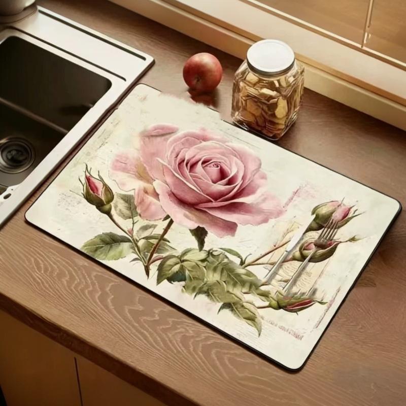 1Pcs Kitchen Super Absorbent Mat Antiskid Draining Coffee Dish Drying Mat Quick Dry Bathroom Drain Pad Tableware Mat