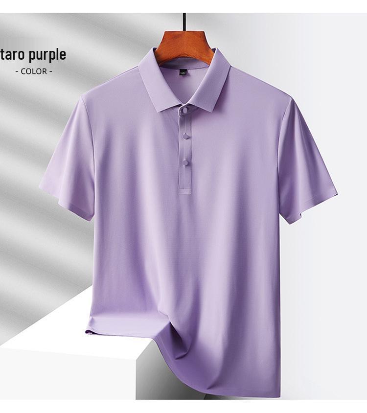 Custom Logo Quick-Dry Seamless Polo: Summer Ice Silk Cool Feel Lapel Short Sleeve Work Shirt