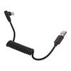 Coiled USB Type C Cable, Angled USB C to USB2.0 Extension Cord 90 Degree USB C Adapter Leads Data Sync Cable