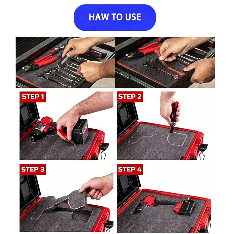 Stackable Tool Storage Foam Pad 25Mm and 50Mm Thick Customizable Fit for MWQ 48-22-8442 ,48-22-84443 Hand Tool Boxes