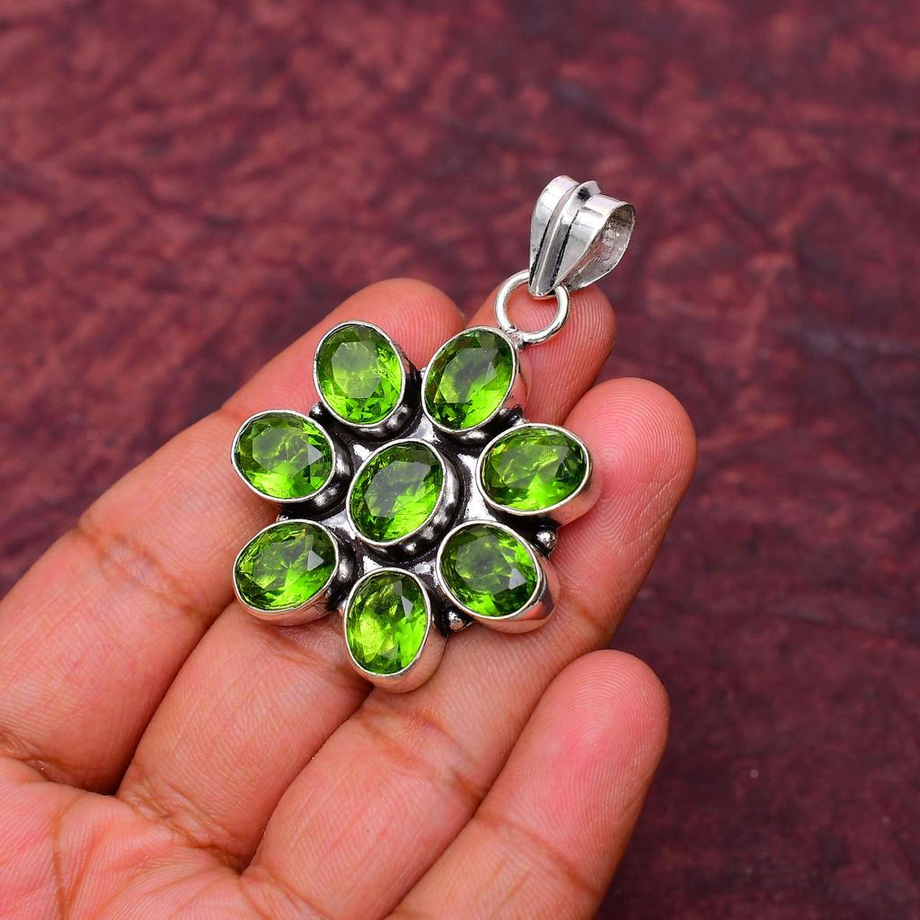 Awesome Peridot Gemstone Pendant: 925 Sterling Silver Handmade Pendant Necklace Jewelry