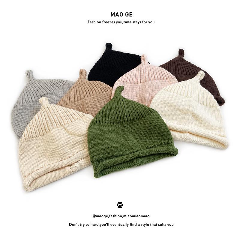 Katzenbruder Unisex Woll-Babyhut: Neuer Herbst/Winter-Eingang, Einfarbig, Warmer Strick, Klassisches Design.