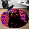 1pc Psychedelic Cat Office Round Area Rug, Indoor Mat Suitable ForOffice, Under Office Chairs Bedroom Living Room Home Decor, Room Deco u04