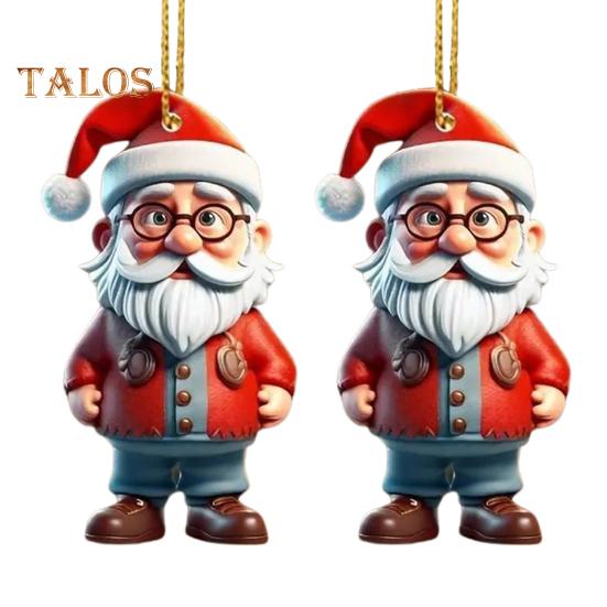 1 Pair Cartoon Figures Pendant Easy To Hang Acrylic Christmas Ornaments Colorful Reusable Hanging Pendant for Festive Home Decor Xmas Tree