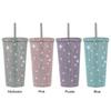 500ml Straw Water Cup Sparkling Rhinestone Insulated Mug Insulated Water Cup 304 Stainless Steel for Hiking Climbing Camping
