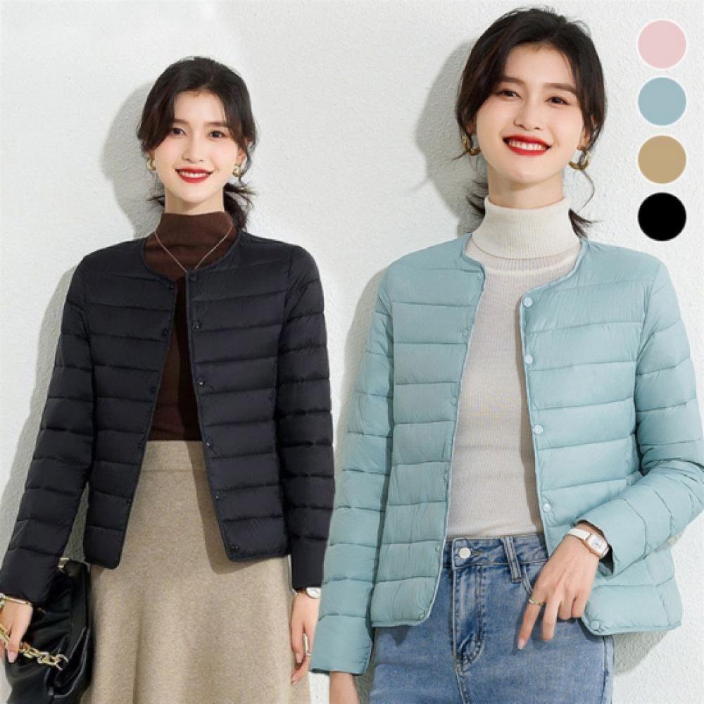New Arrivals Open Run Women Lightweight No Collar Long Sleeve Quilted Jacket