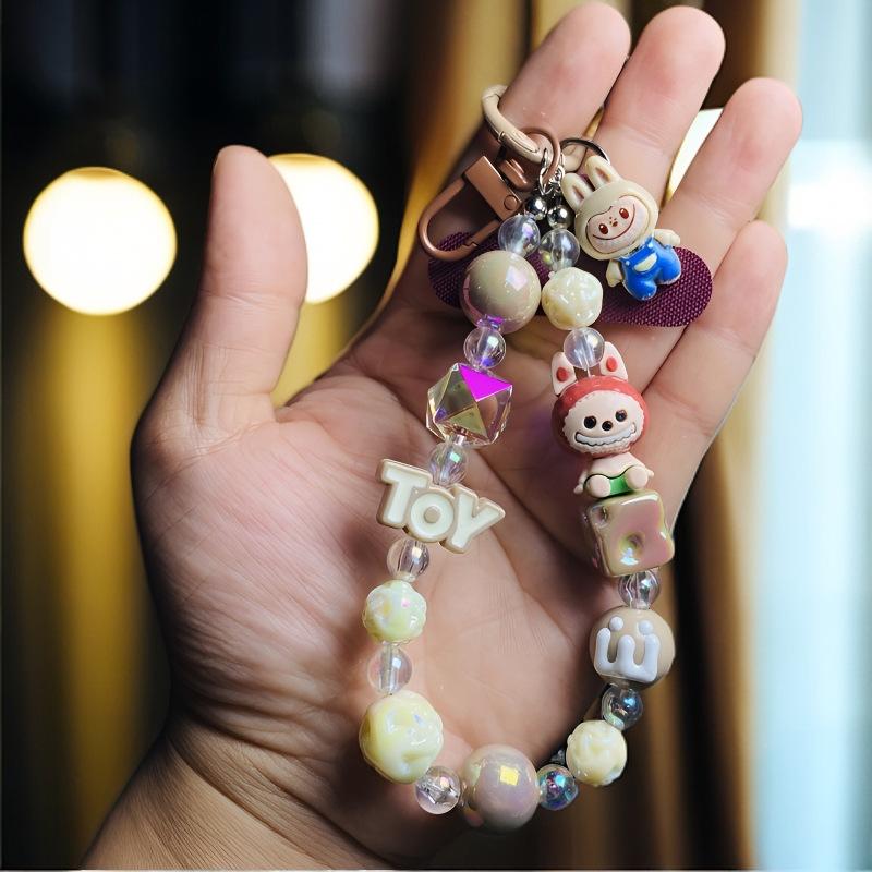 Beaded Hand-painted Mobile Phone Chain Keychain Creative Doll Rabub Accessories Bag Pendant