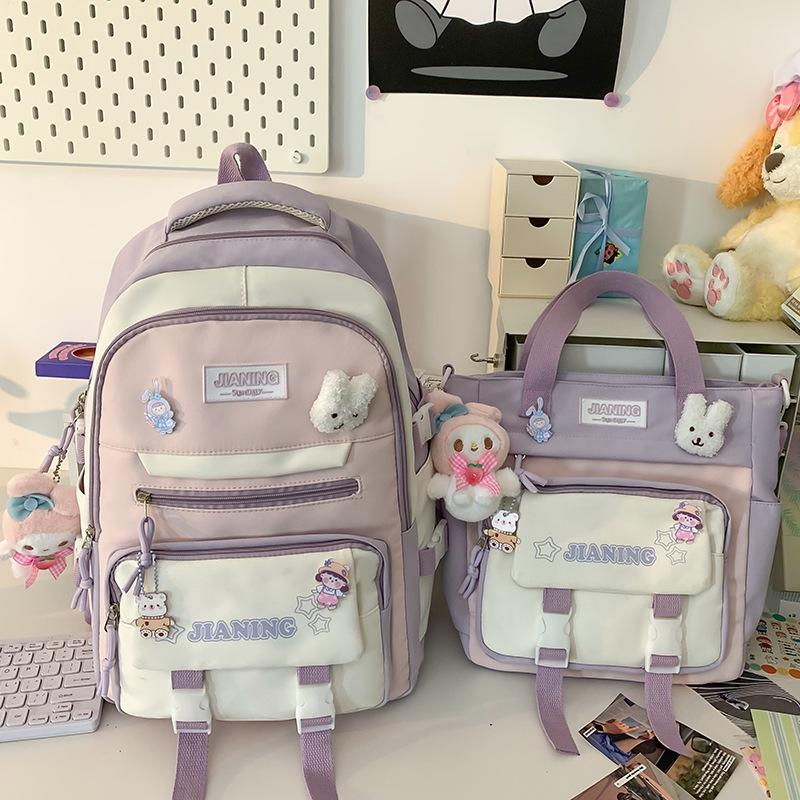 School bag Children's elementary school students Girls Junior high school students High school two-piece set Backpack