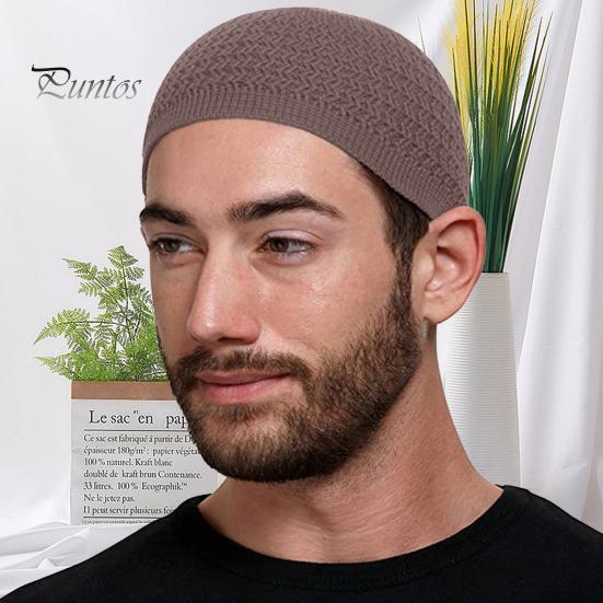 Traditioneller Hut Wellen-Jacquard Runder Dom Gestrickt Unisex Vintage Umwickelter Kopf Elastisch
