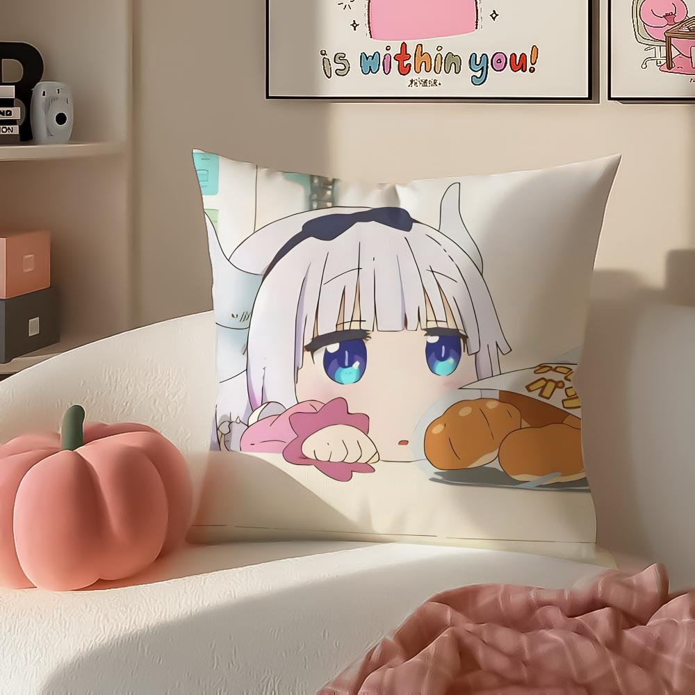Miss Kobayashis Dragon MaidB Anime Cushion Cover Pillowcase Short Plush Invisible zipper Room Sofa Cushion Cover