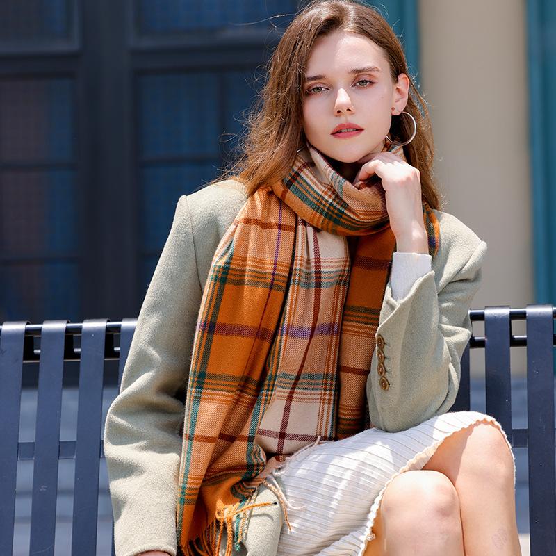 Regenbogen Druck Dicken Schal Neue Frauen Plaid Design Pashmina Schals Kaschmir Schal Warme Winter Wrap Quaste Schals Gestrickte