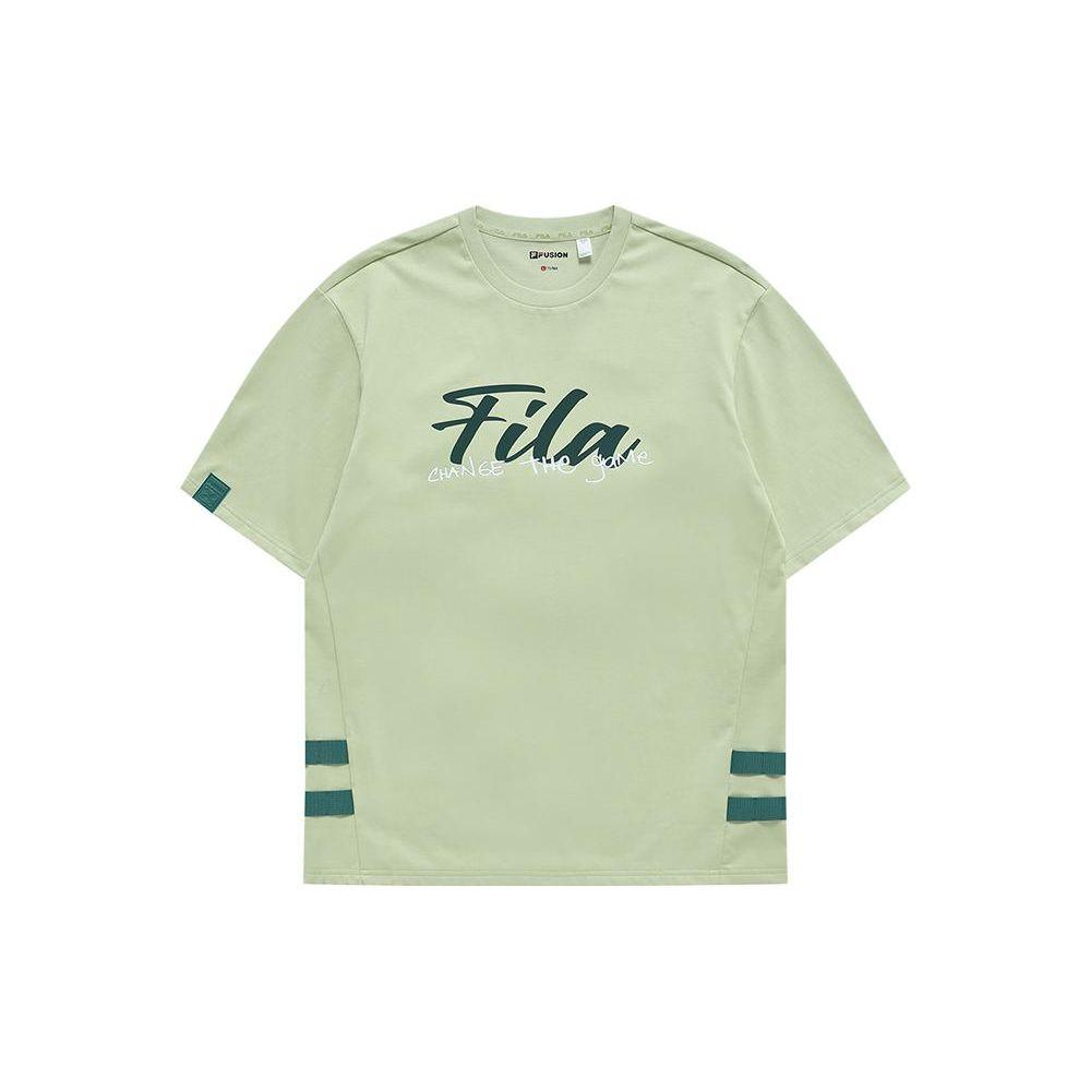 Fila Letter Brand Logo Print Round Neck American Vintage Short Sleeve T-Shirt Men Tops Vintage-Green T11M326102F-GN