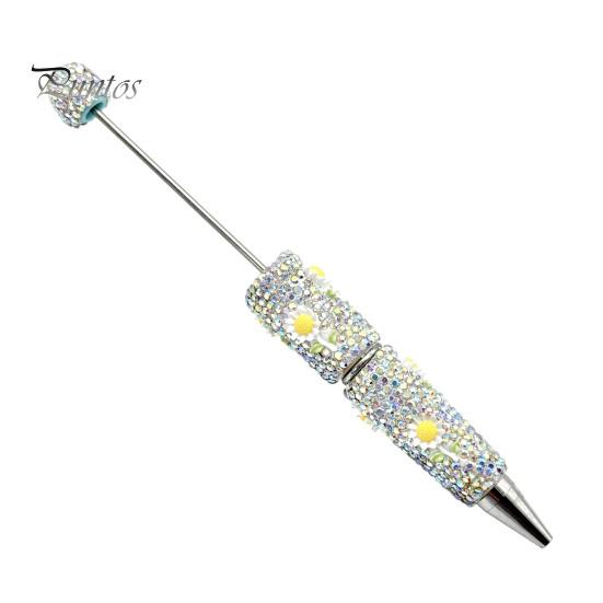 Fun Glowing Writing Tool DIY Glow-in-the-Dark Diamond Beaded Pen, Rhinestone Ballpoint Pens with Cartoon Charms, Cute Glitter Creative Gift Pen Tools