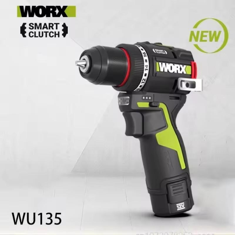 WORX WU135 Cordless Electric Drill 12V 50Nm 1800rpm Brushless Motor Electric Screwdriver Impact Drill Metalworking Smart Cutch