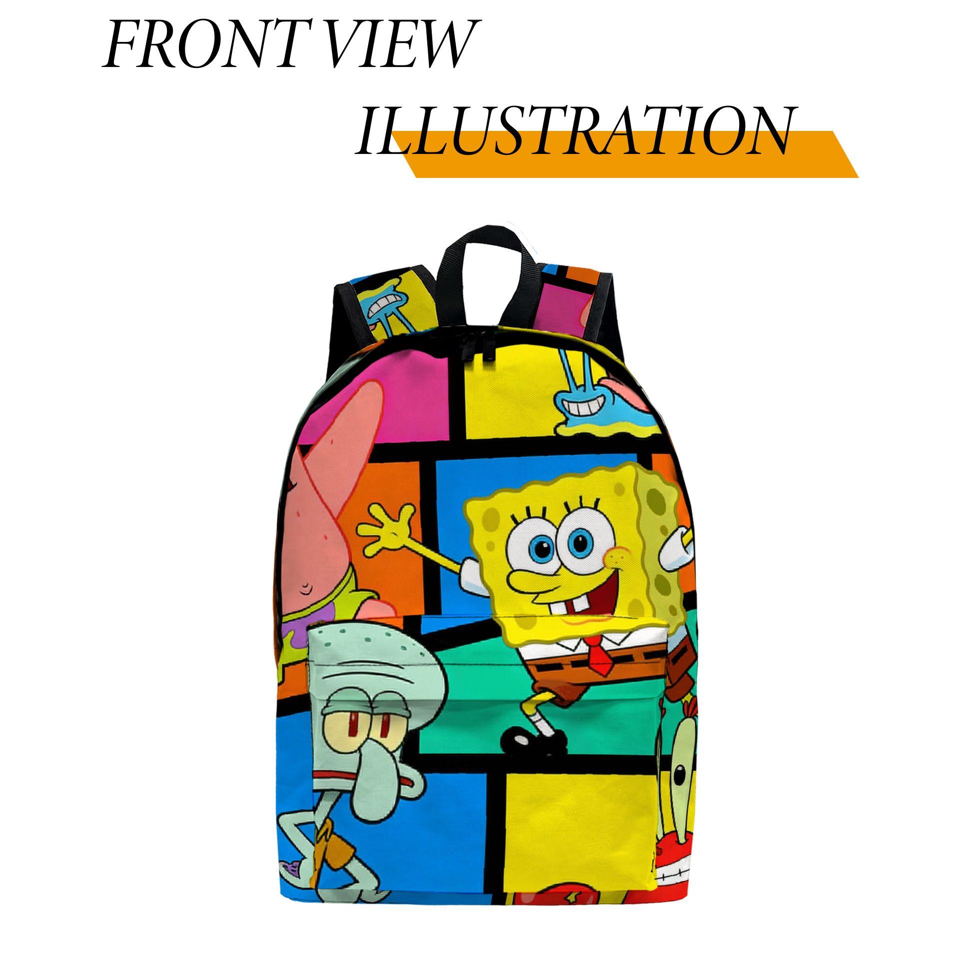 SpongeBob SquarePants Backpack Cartoon School Bag with Patrick & Squidward, Lightweight Travel Backpack for Boys and Girls