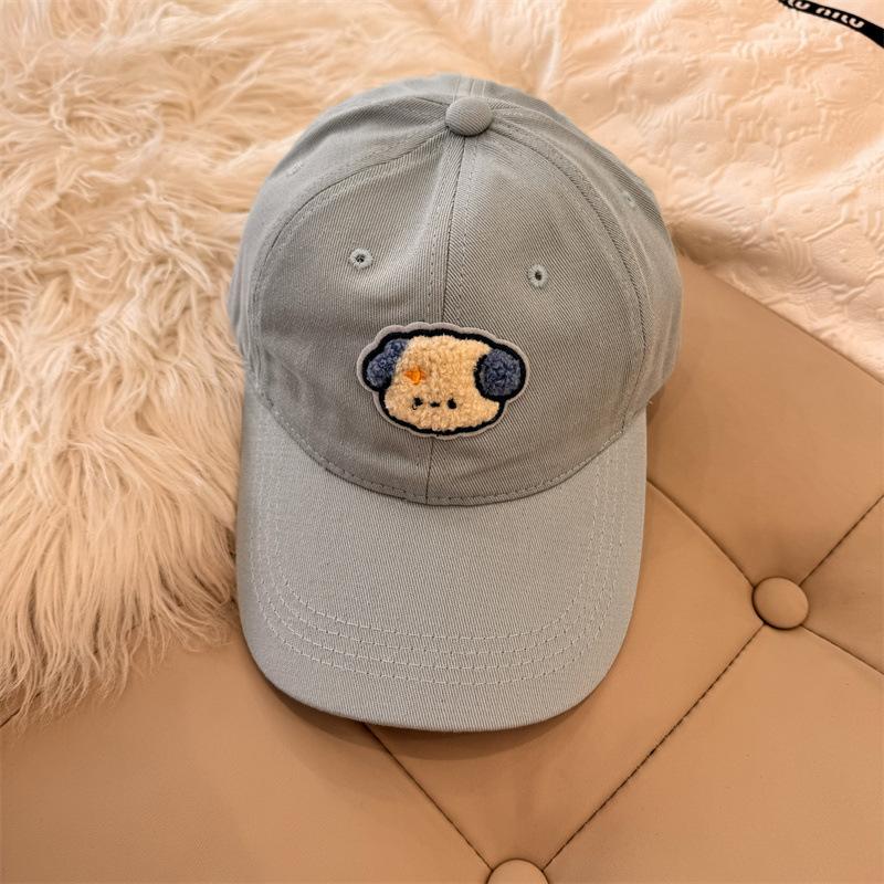 Cute Puppy Embroidered Baseball Hat for Women In Spring and Summer Versatile Face Showing Small Sun Protection Soft Top Baseball Cap