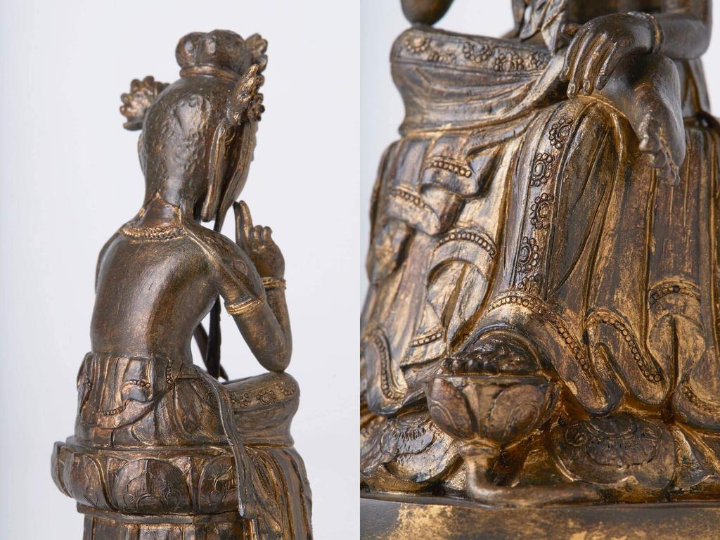 Ismu TanaCOCORO Gilt Bronze Maitreya Buddha Statue by Ismu MORITA tc3532 [Palm] (Kondo Miroku)