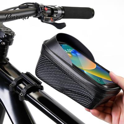 Bicycle Cell Phone Bag Bike EVA Hard Shell Waterproof Touchscreen Lightweight Cycling Road Mountain Top Tube Front Frame Cellphone Pouch Storage