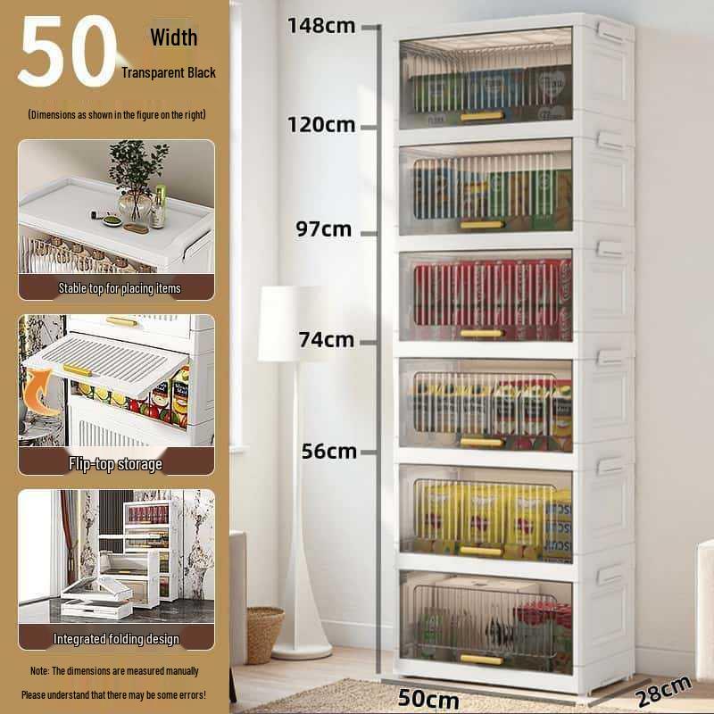 Foldable Five-Drawer Multi-Layer Storage Cabinet for Home, Bedroom, or Kitchen