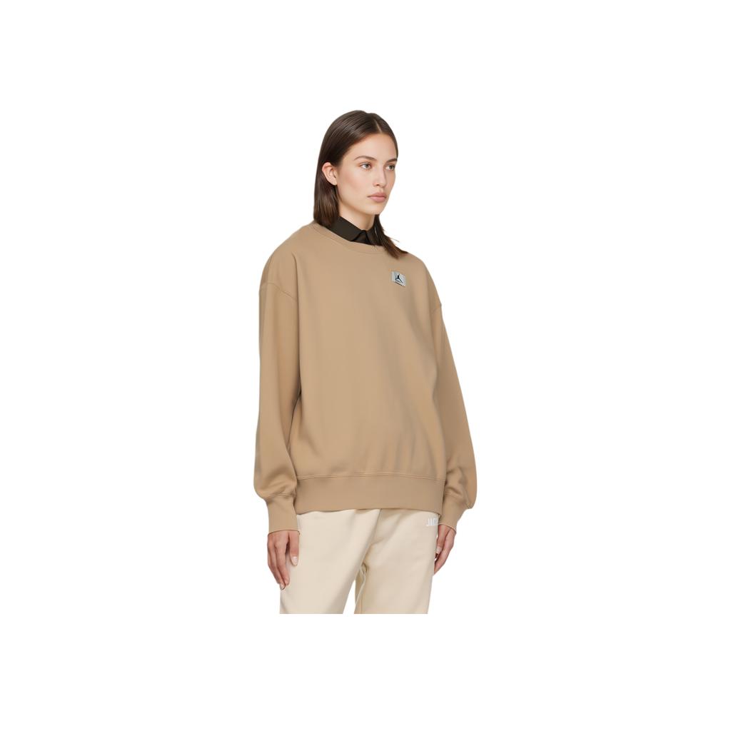 Jordan Solid Logo Label Round Neck Casual Loose Fleece Pullover Long Sleeve Sweatshirt Women sweatshirt Skin DQ4600-254