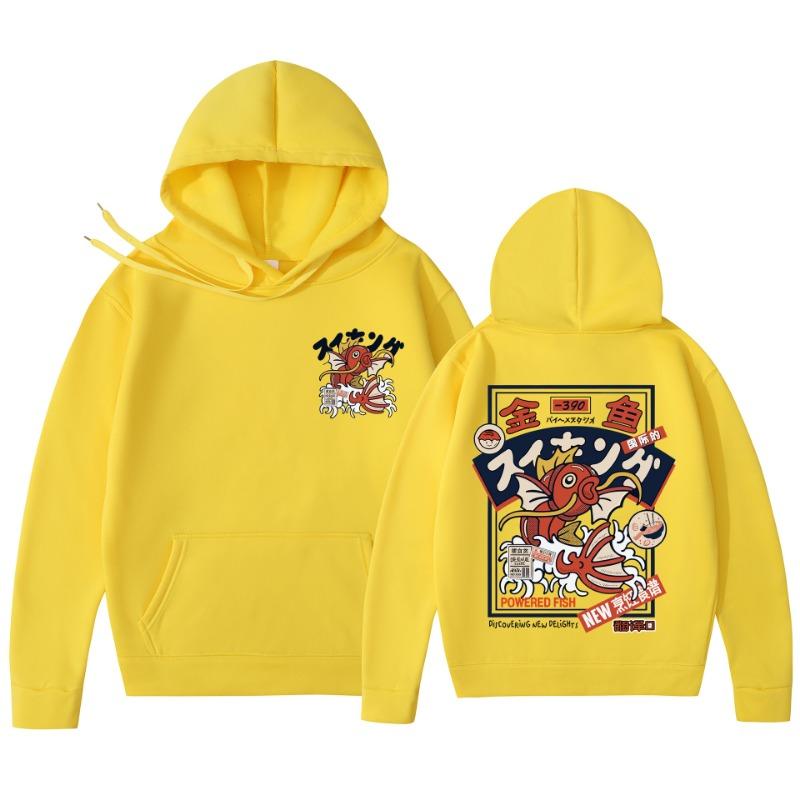 Red Koi Print Fleece Hoodies Harajuku Hip-hop Streetwear Autumn Winter Pullover Men Women Sweatshirt