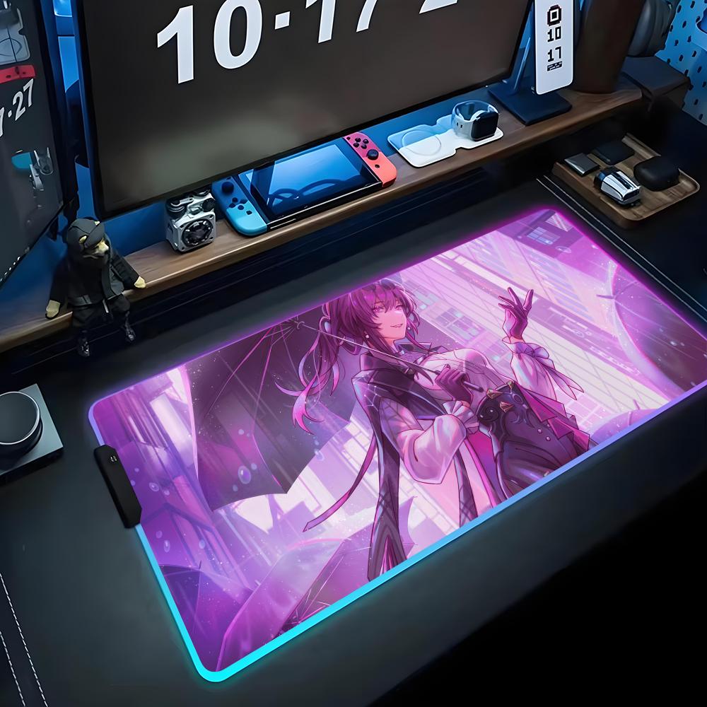 

kafka hsr Mouse Pad RGB Gaming Mousepad Big LED Pad PC Desk Mat Luminous Mouse Pad Large Keyboard Mats Table Rug With Backlit RGB600x300x3mm