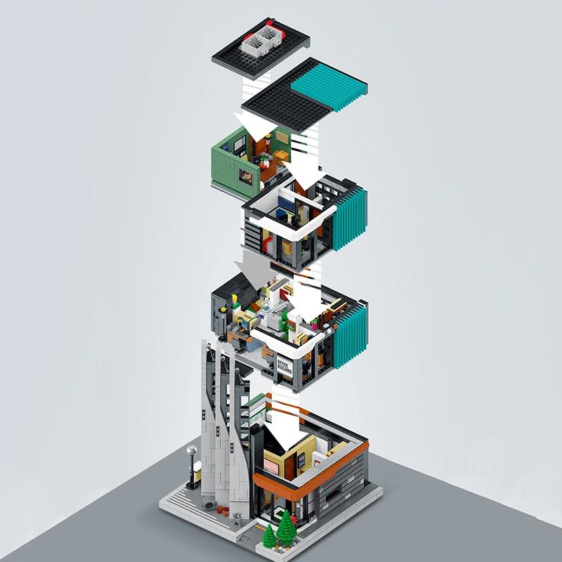 Non-Toxic 3828Pcs Office Building Moc Model Building Block Set Creative Street View Modular House Assembly Bricks Diy Toys Gifts For Kids