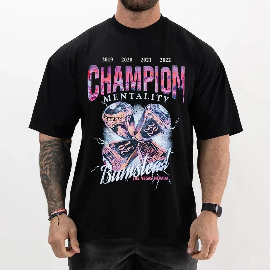 Gym Men T-Shirt CHAMPIOM Print Short Sleeved Muscular Men CBUM Cotton T Shirt CBUM Fitness Joggers Tees CBUM Women Tshirt Summer