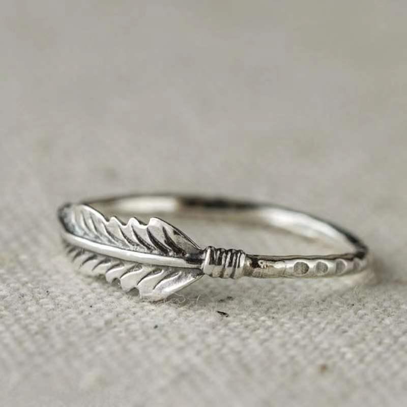 

Vintage Thai Distressed Feather Ring Unique Engagement Band For Men And Women Fashion Jewelry Accessory no. 6