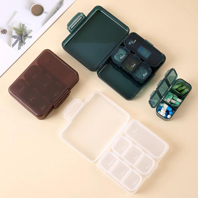 Mini Portable 7-Compartment Medicine Box Travel Pill Organizer Sealed Storage Case for On-the-Go Health Care