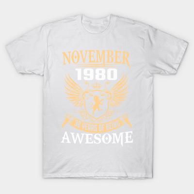 T-shirt Femme Novembre 1980 38 Ans d'Incroyabilité Impression Harajuku Kawaii T-shirt d'Été à Manches Courtes Haut Tee Femme