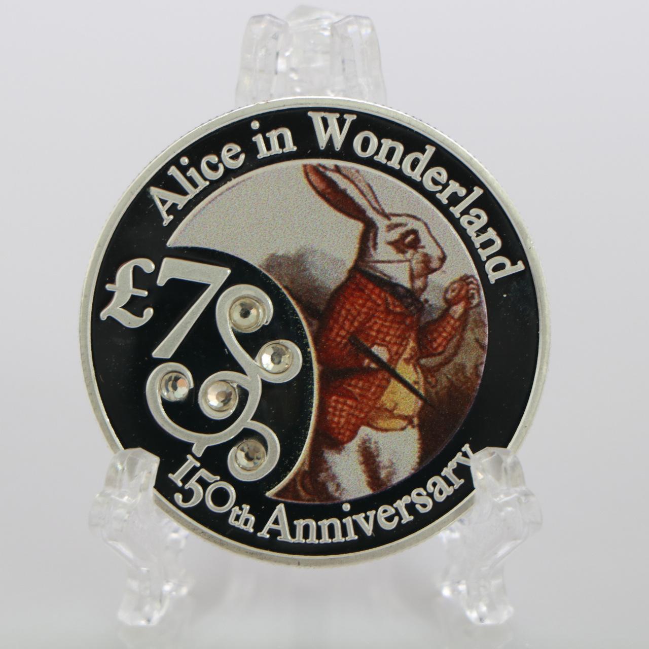 Памятная монета «Приключения Алисы в Стране чудес», иностранная валюта, монета, памятная монета с бриллиантами, серебряная монета, памятная медаль бежевый