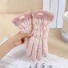 1 Pair Women Fall Winter Gloves Thick Plush Lined Waterproof Windproof Five Fingers Gloves
