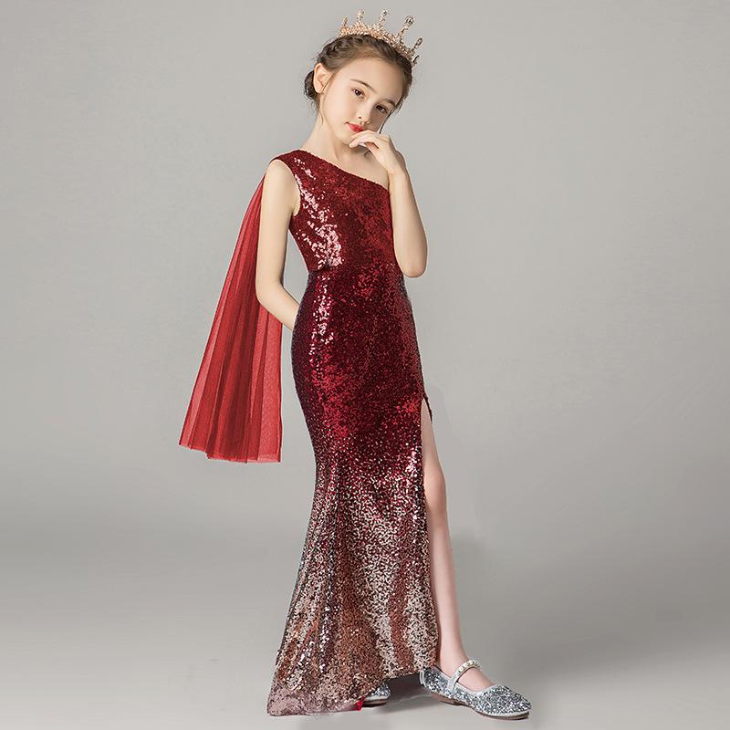 Children's Evening Dress Summer Girl Fishtail Girl Princess Dress Model Catwalk Host Piano Performance Dress