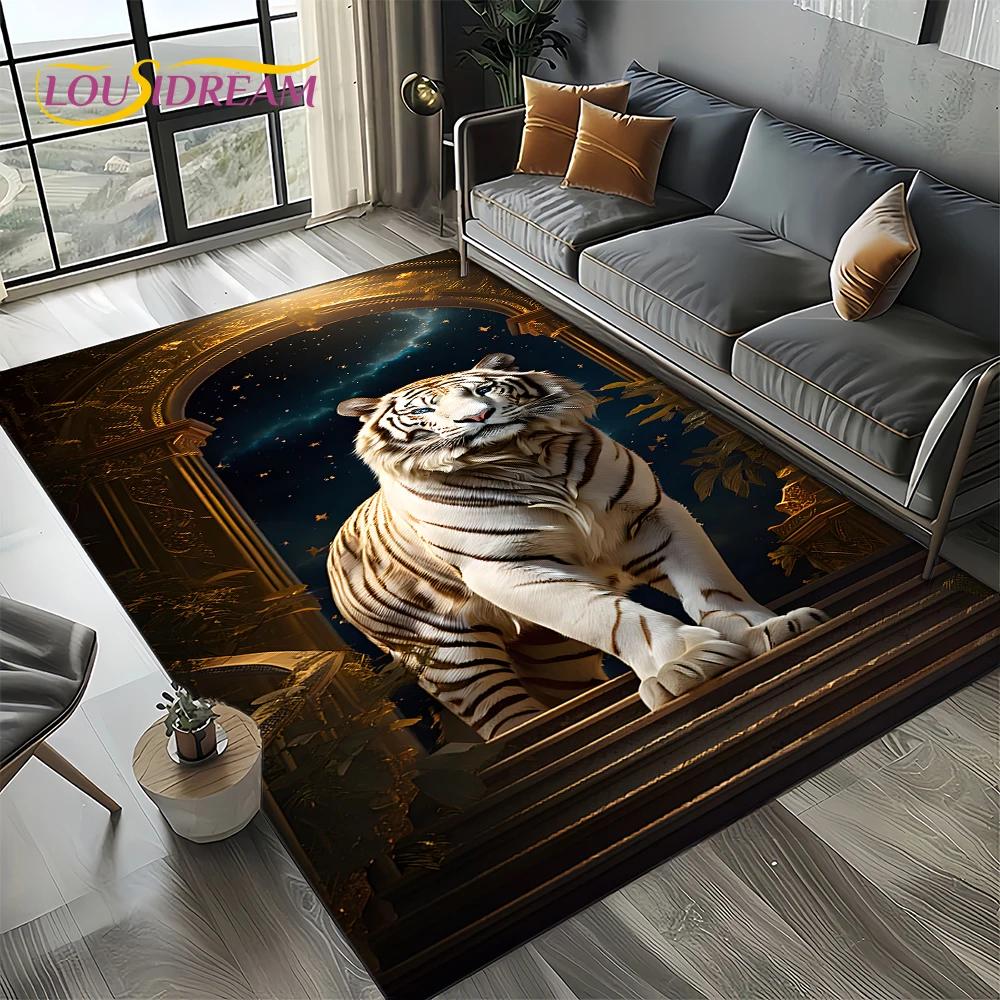 27 Style New Fierce Tiger Lion Leopard Beast Animal Wildlife Cartoon Carpet Rug for Living Room Bedroom Sofa,Non-slip Floor Mat