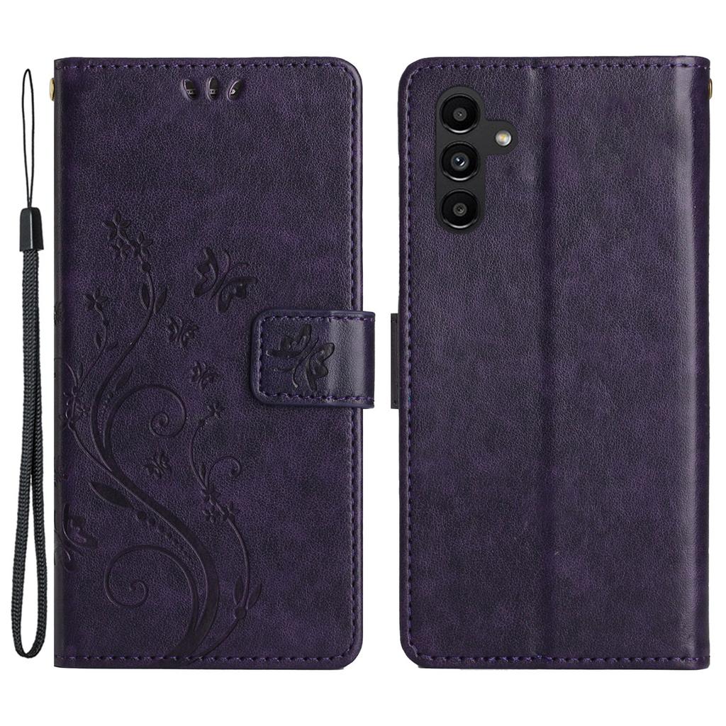 For Samsung Galaxy S24 FE Phone Case Butterfly Flower Imprinted Leather Flip Cover