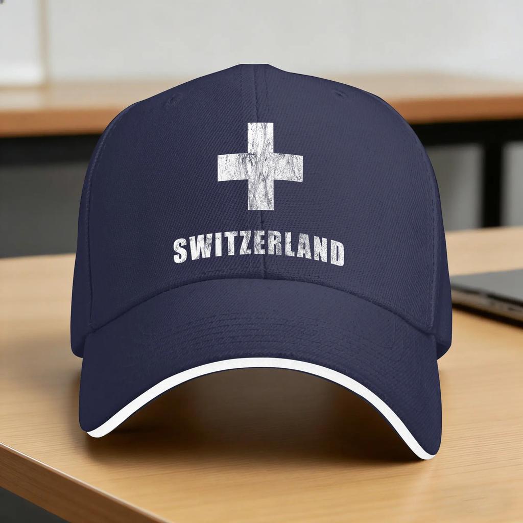Switzerland Swiss Flag  Sun Baseball Cap Summer Couple Women  Print Trucker Hat Sunscreen Vintage Hunting Camping Baseball Caps