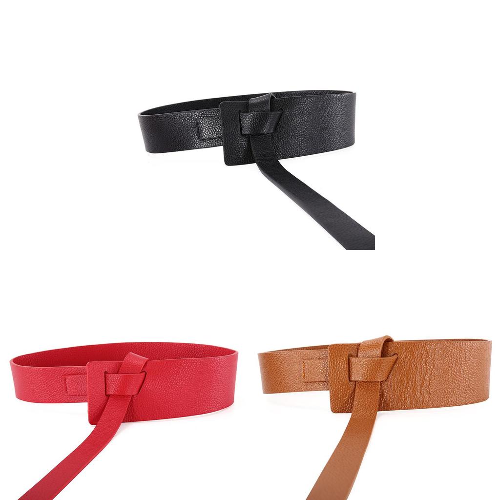 Leather Waist Belt For Women With Knot Decor And First Layer Cowhide Material For Casual Styling
