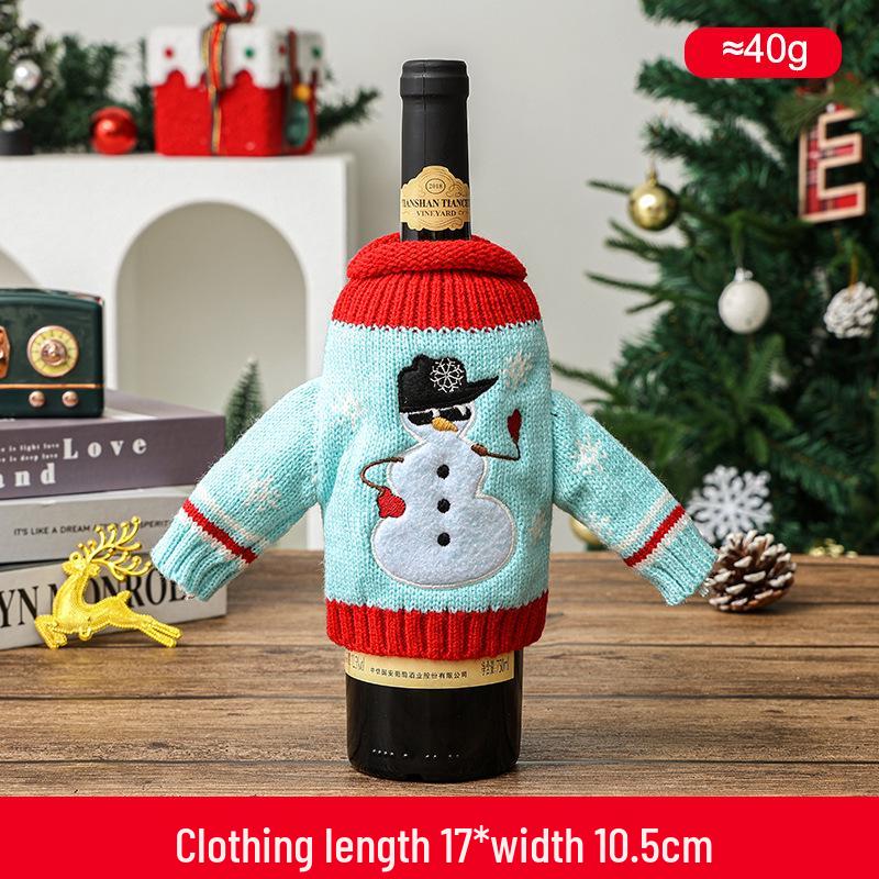 Qiaoding Gestrickte Weihnachten Gesichtslos Puppe Weinflaschenhut & Hülle