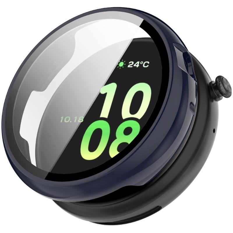 Case for Watch Fit 44mm Tempered Glass Screen Protectors & Hard PC Protective Bumper Smartwatch Accessories