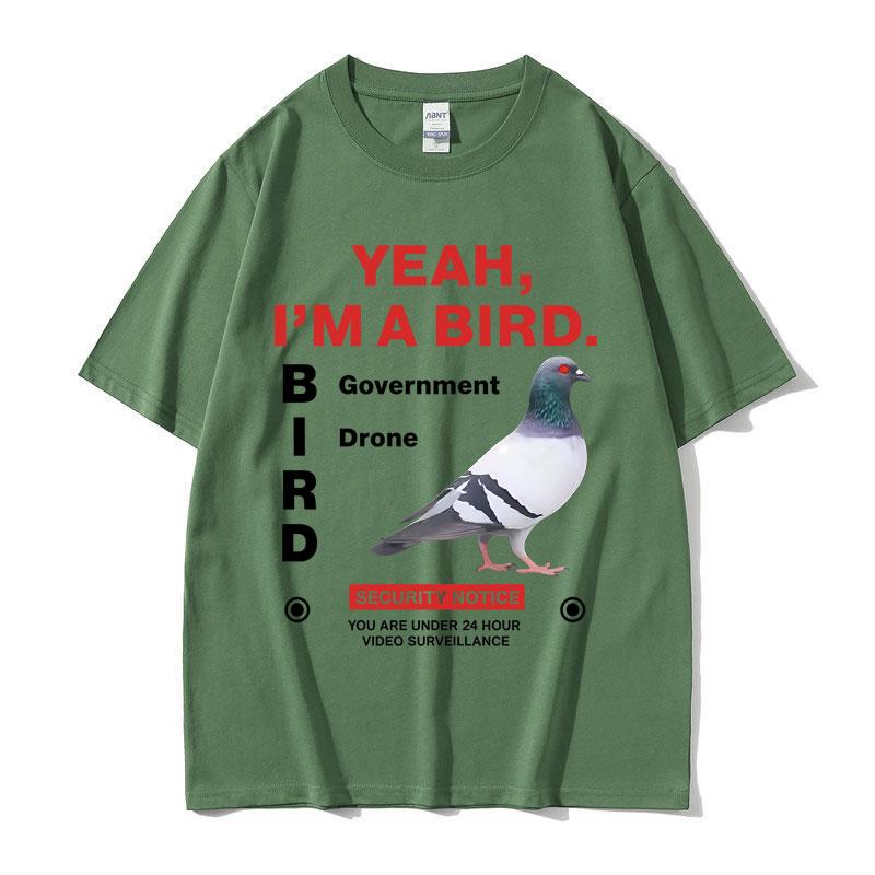 Yeah Im A Bird GovernUnisext Pigeon Funny Meme Tshirt Unisex Women Fashion Oversized T Shirts Male Casual Vintage Cotton Tshirts