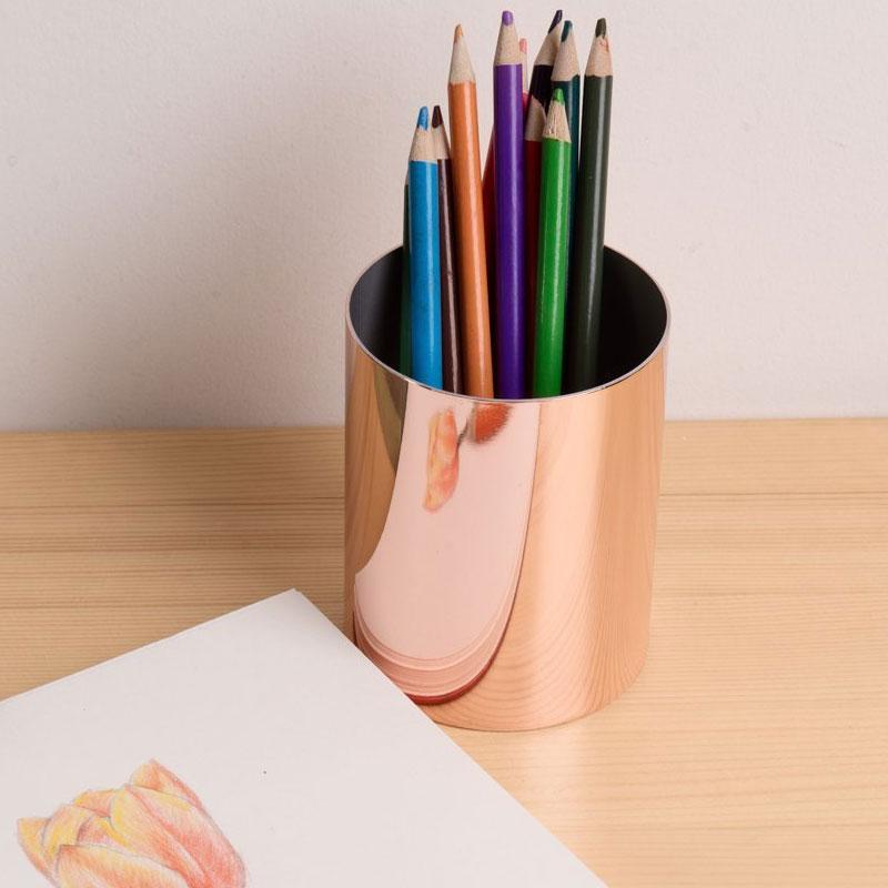 Thickened 304 stainless steel pen holder cylindrical makeup brush holder 8 * 9.8cm