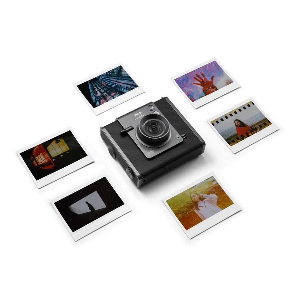 Fujifilm INSTAX Wide Evo instant film camera.