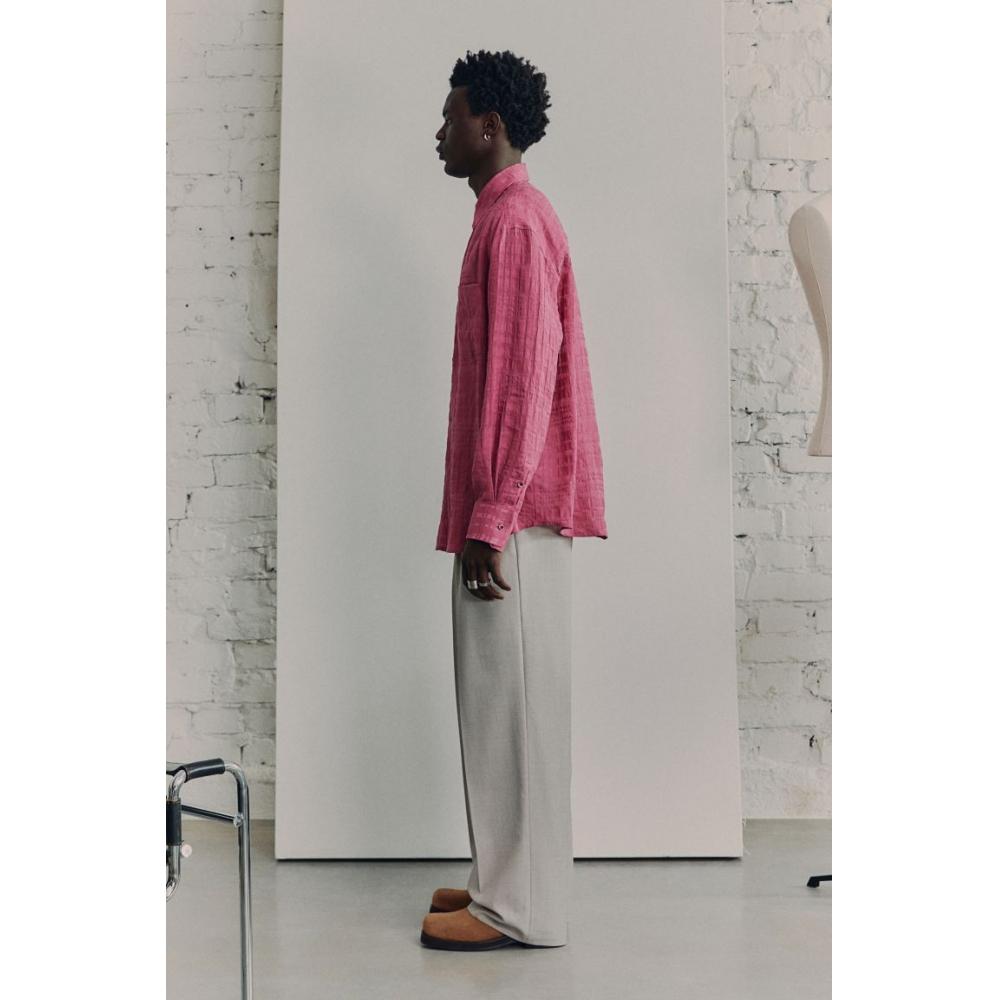 H M Linen Blend sHirt cHerry Color