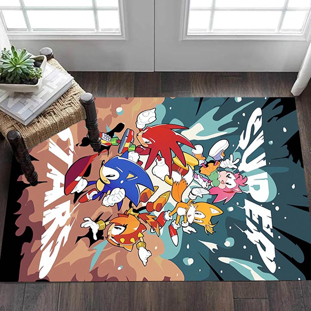 Sonic The Hedgehog Adventure Poster Decoration,Carpet,Living Room,Bedroom, Non-slip,Square rug