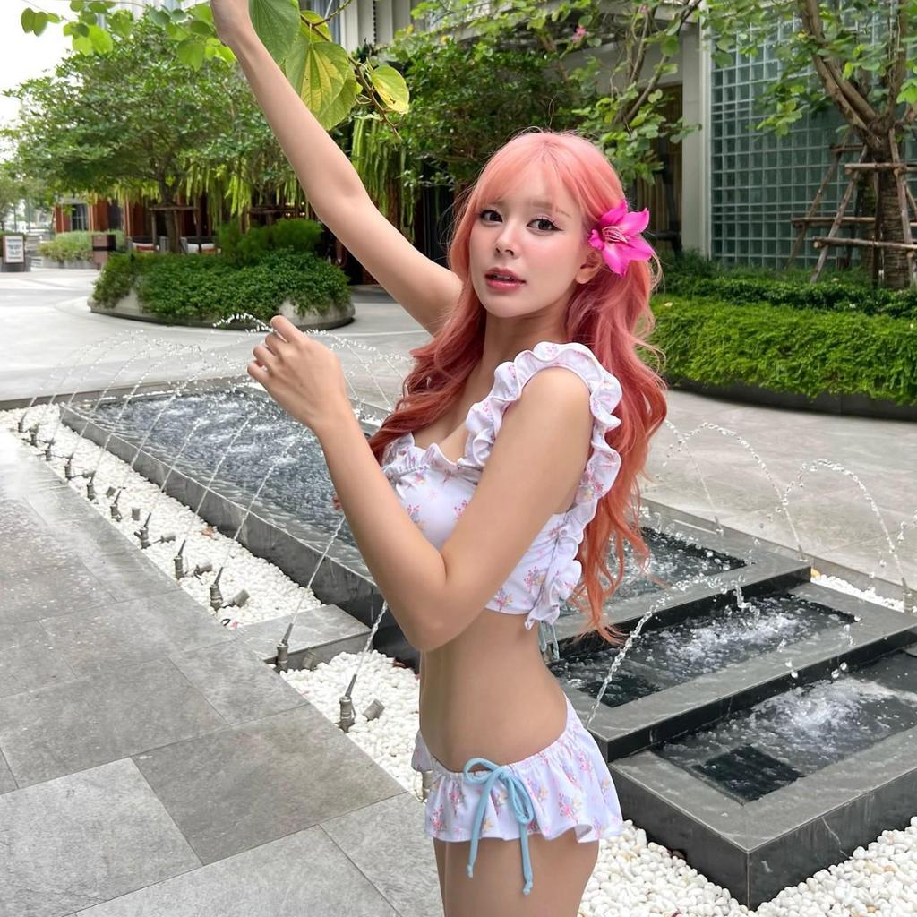 Women's Cute Floral Lace Push-Up Bikini - Sweet Japanese Style for Small Busts