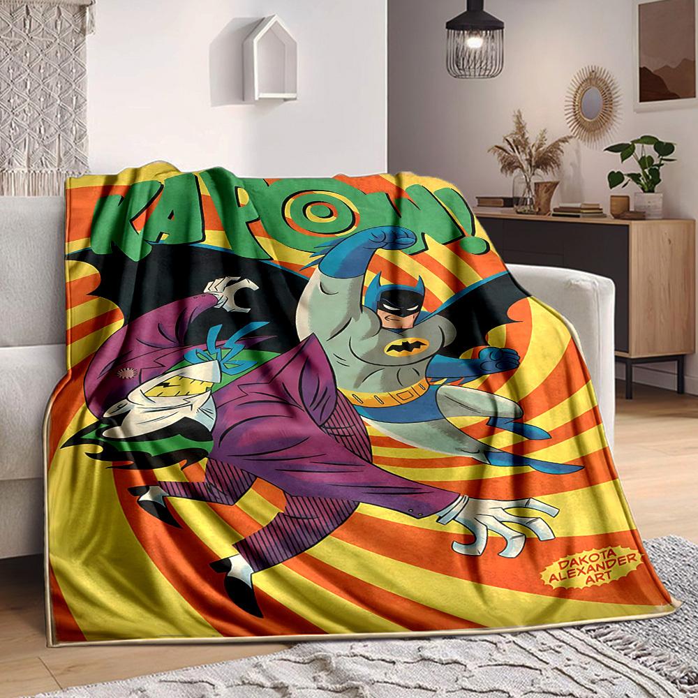 1pc Superhero Batman Flannel Throw Blanket Lightweight Soft Warm All Season Blanket for Sofa, Bed, Travel,L1028132