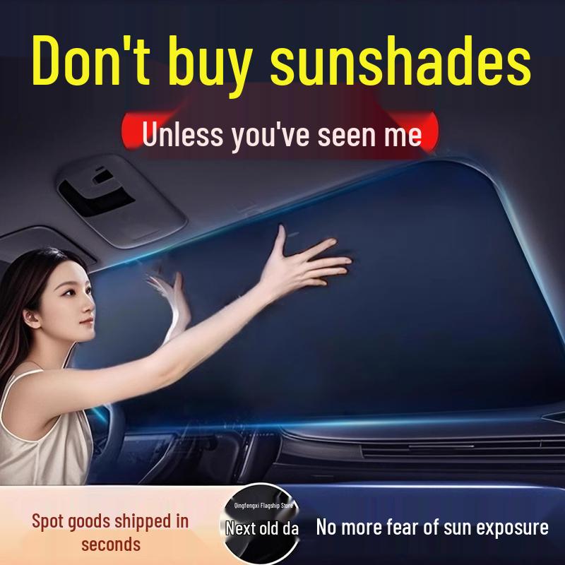 

Car Windshield Sunshade Umbrella - Heat Insulation & UV Protection Curtain for Summer Car Silver Coated 80% Sun Protection