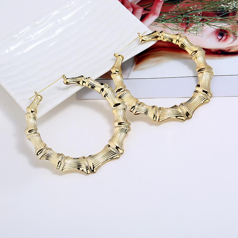 

Women Round Alloy Earrings Fashionable Geometric Big Hoop Earrings Lady Ear Jewelry Ornaments Gold #1