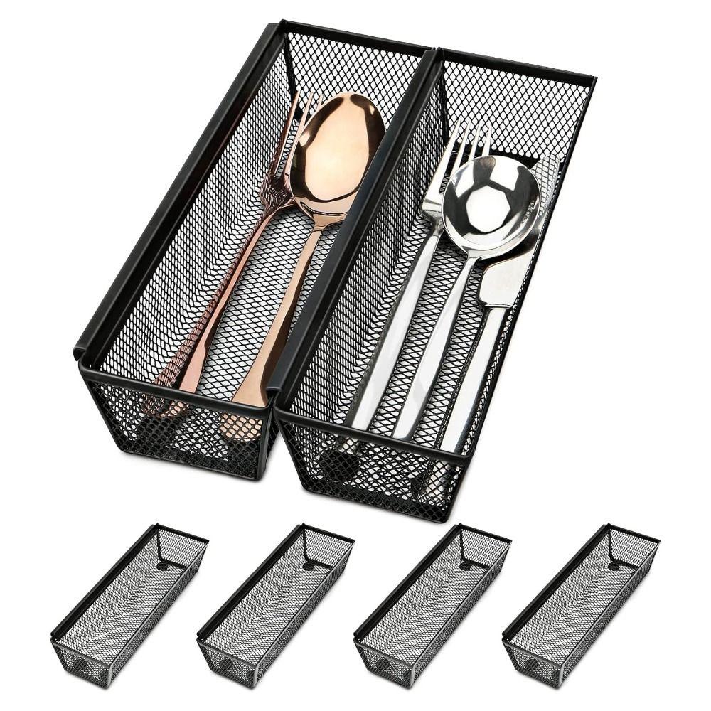 6 Pieces Mesh Drawer Cutlery Tray Ventilated Desktop Organizer Kitchen Utensil Storage Box  Bathroom